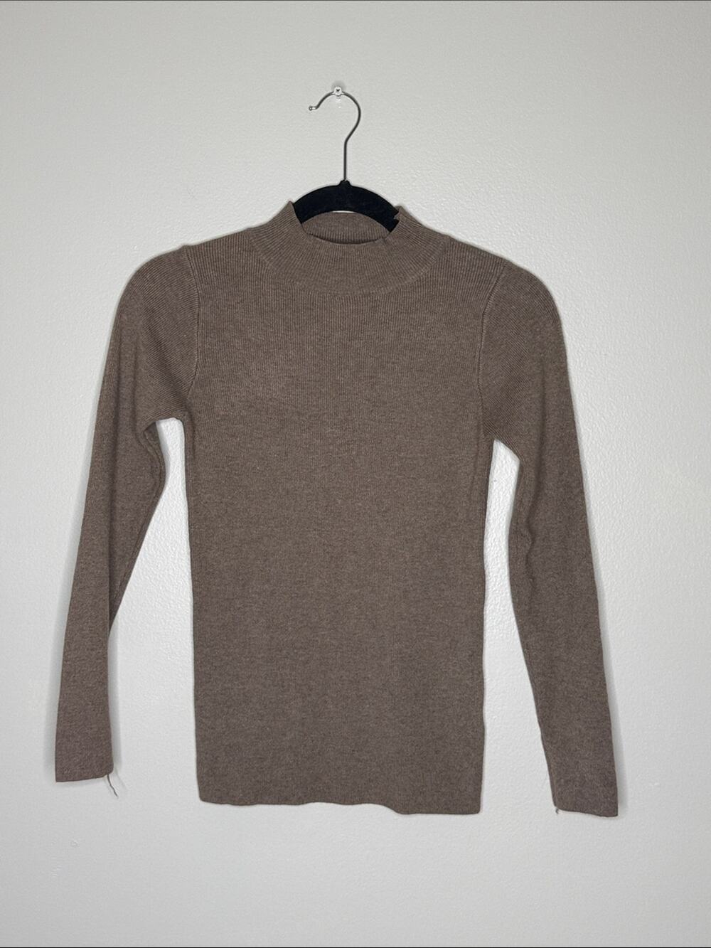 LOFT Taupe Ribbed Mock Neck Sweater Size Small